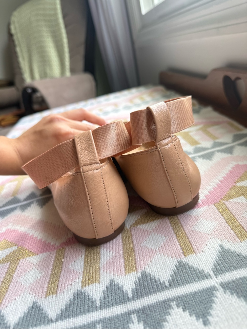 Jessica Simpson Nude Leather Square-Toe Ballet Flats - Picture 6 of 7